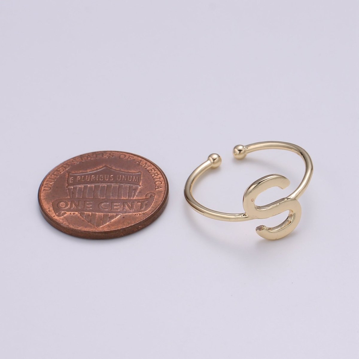 18K Gold Filled "S" Adjustable Ring - R284 - DLUXCA