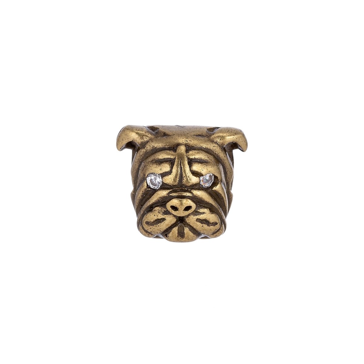 18K Gold Filled Scary Mad Angry Bulldog Head Antique Spacer Bead | B-018