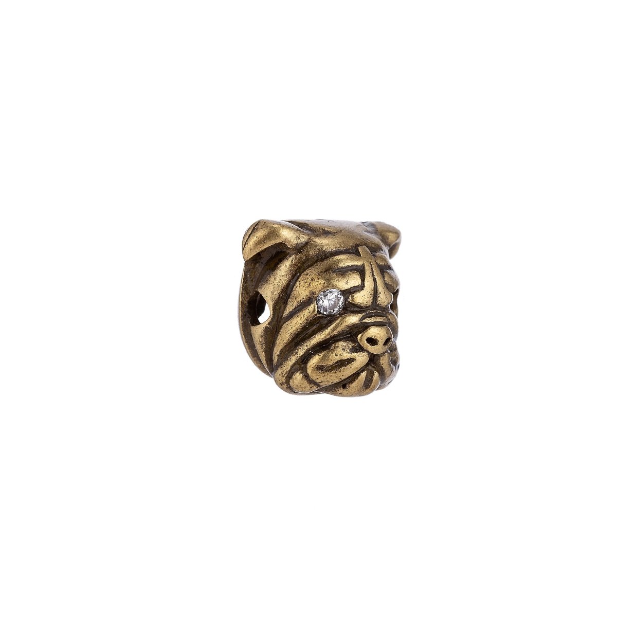 18K Gold Filled Scary Mad Angry Bulldog Head Antique Spacer Bead | B-018