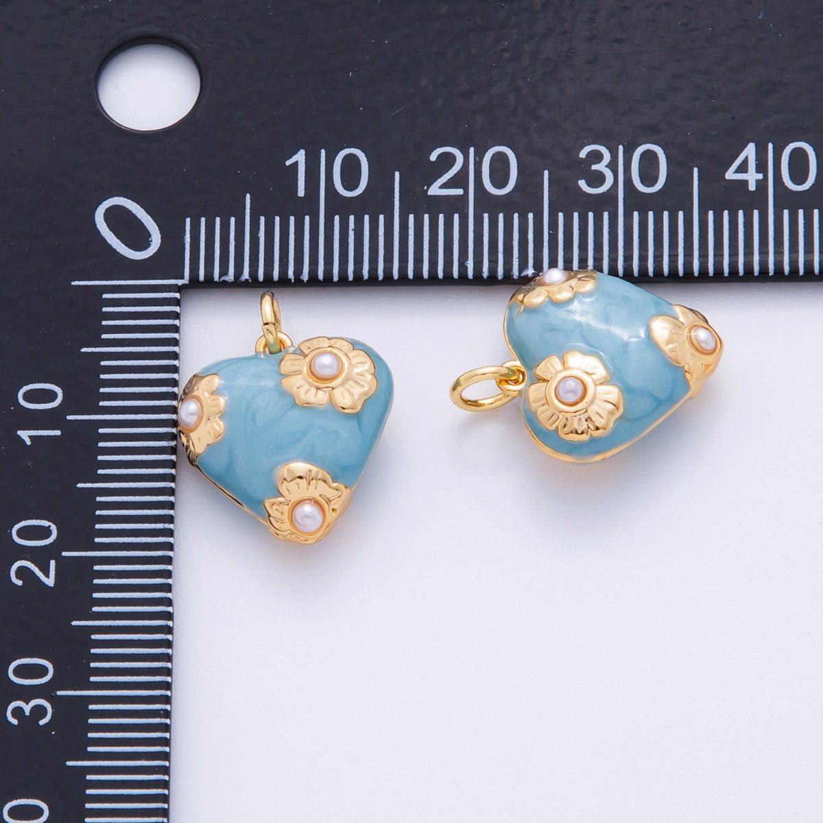 18K Gold Filled Shell Pearl Flower Chubby Heart Multidimensional 3D Charm | N260 - DLUXCA