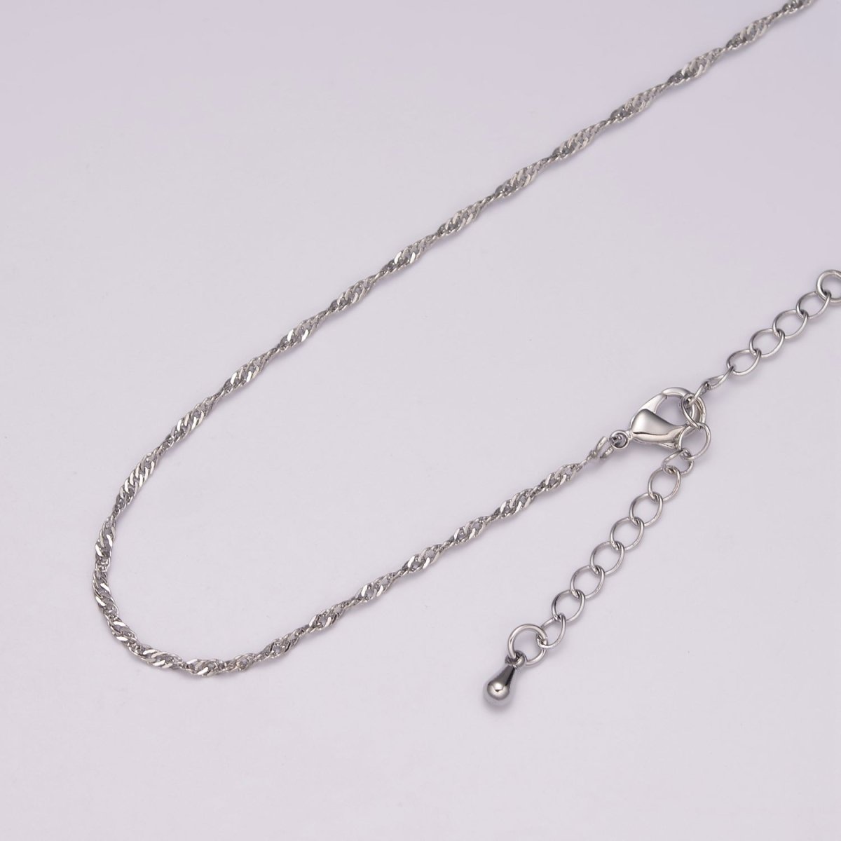 18K Gold Filled Singapore Chain Necklace, 1.5mm In Width, Ready To Wear Silver Twist Chain Necklace 18 inch | WA-442 WA-443 WA-727 Clearance Pricing