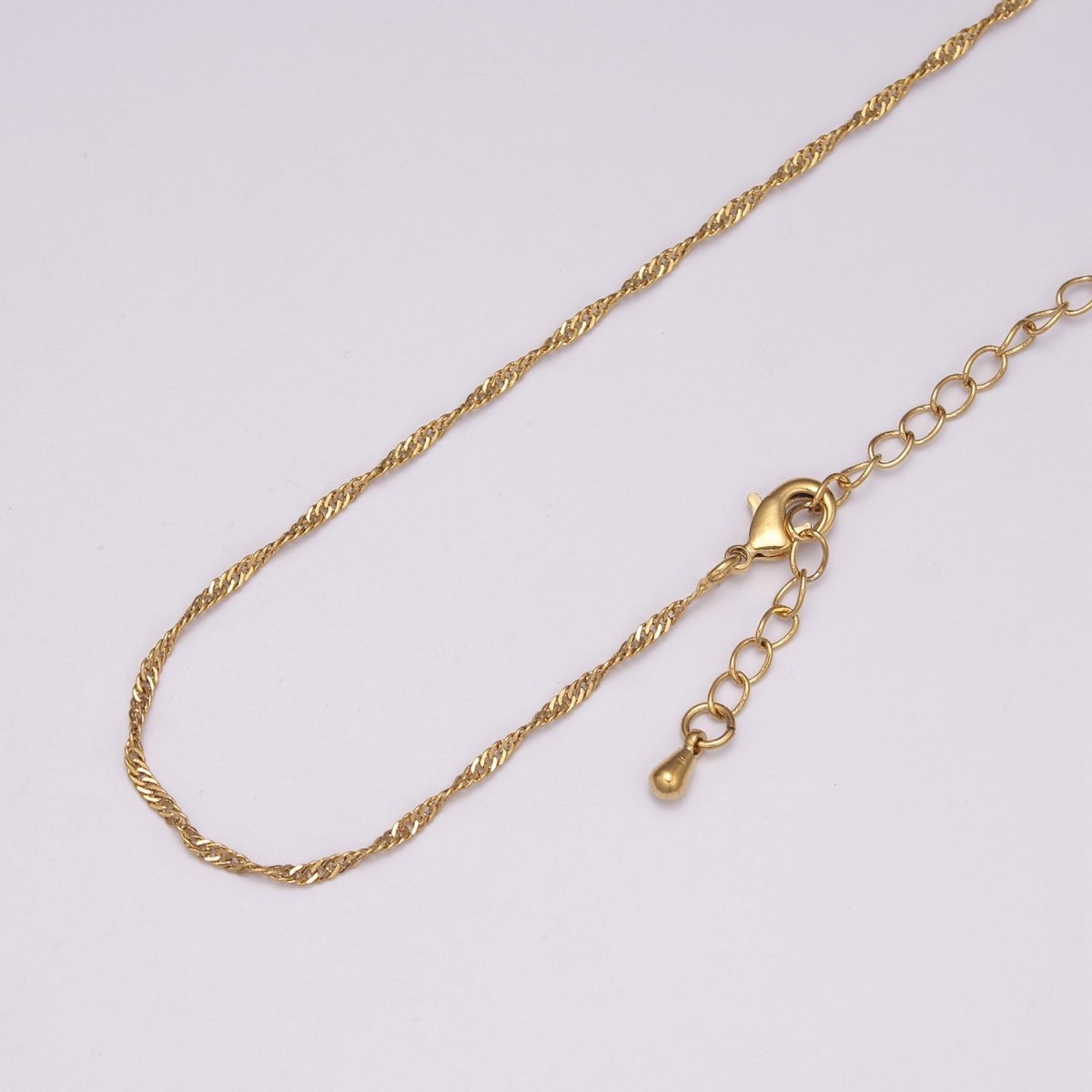 18K Gold Filled Singapore Chain Necklace, 1.5mm In Width, Ready To Wear Silver Twist Chain Necklace 18 inch | WA-442 WA-443 WA-727 Clearance Pricing