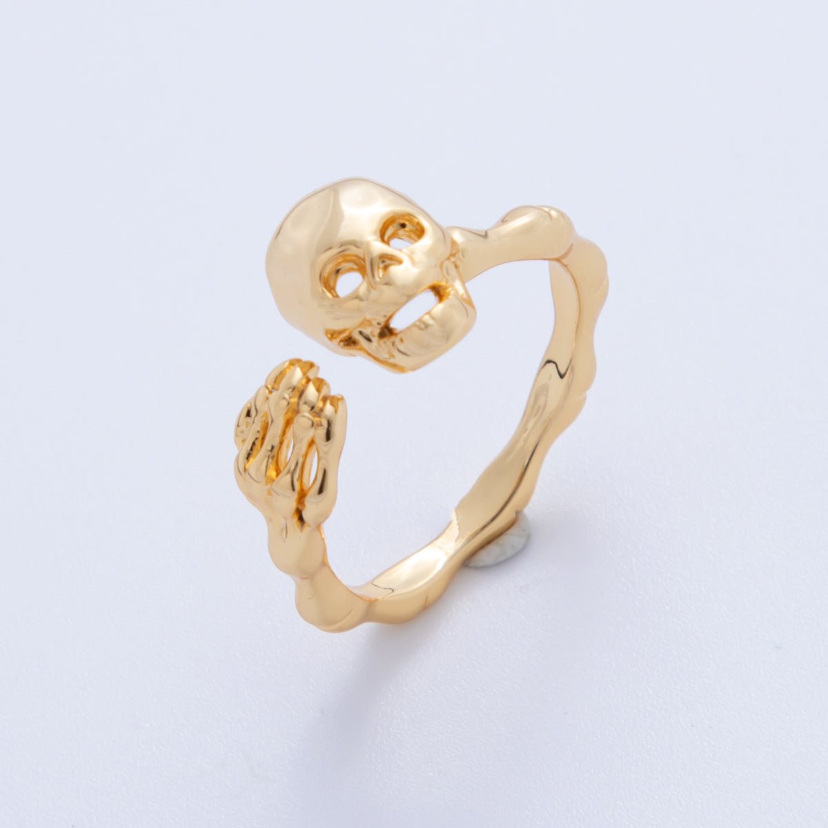 18K Gold Filled Skeleton Skull Head Molten Claw Wrap Ring | O1752 - DLUXCA