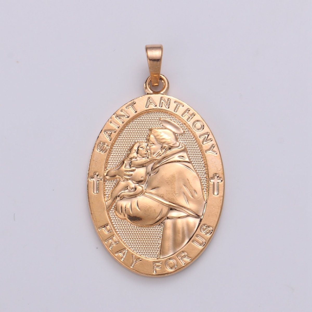 18k Gold Filled St Anthony Pendant Medal - Patron of Lost Things - Religious Jewelry Novena Prayer Rosary Supply J-115
