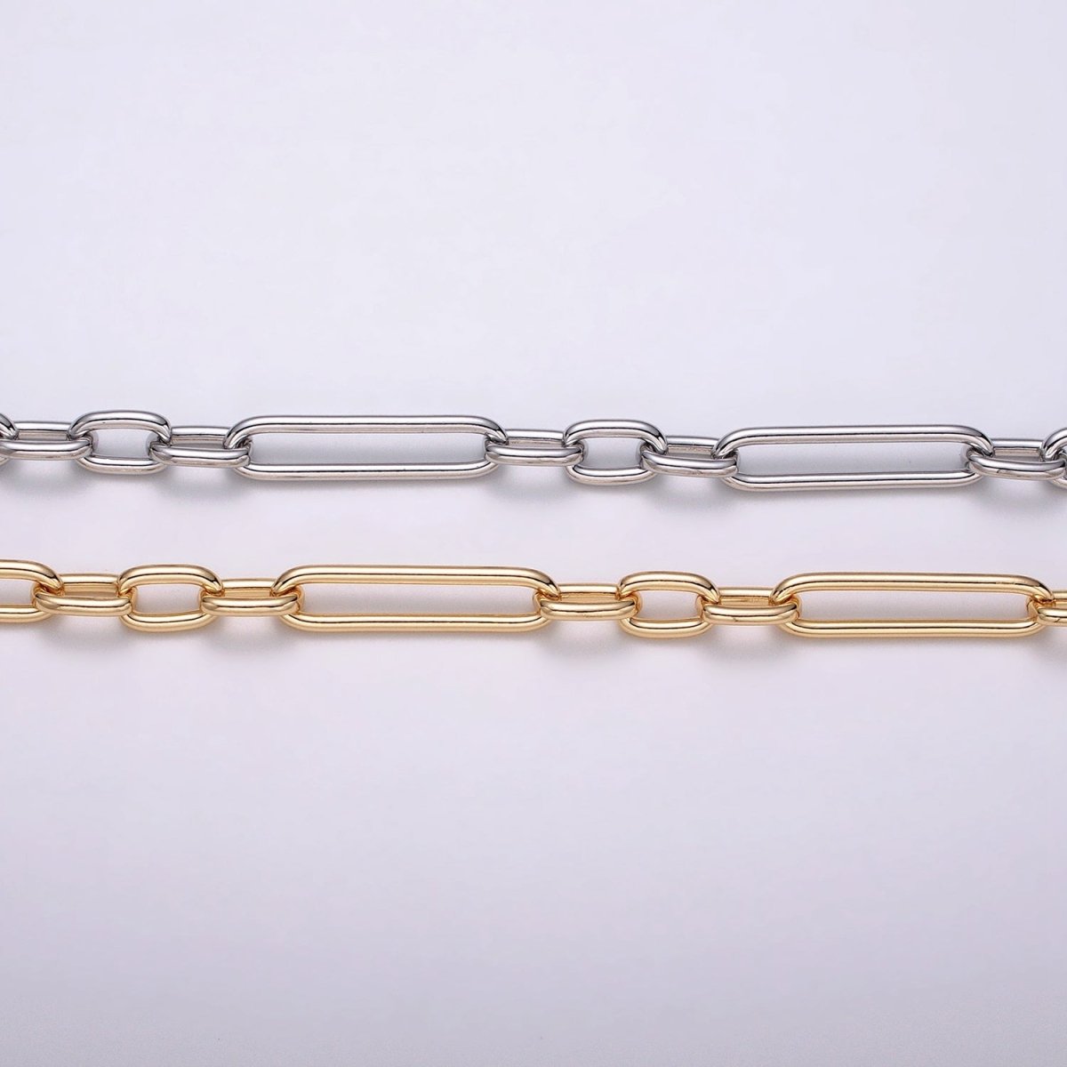 18K Gold Filled Stadium Chain by Yard Figaro Long and Short Fancy Wholesale bulk by Yard for Jewelry Making | ROLL-1259 ROLL-1260 Clearance Pricing