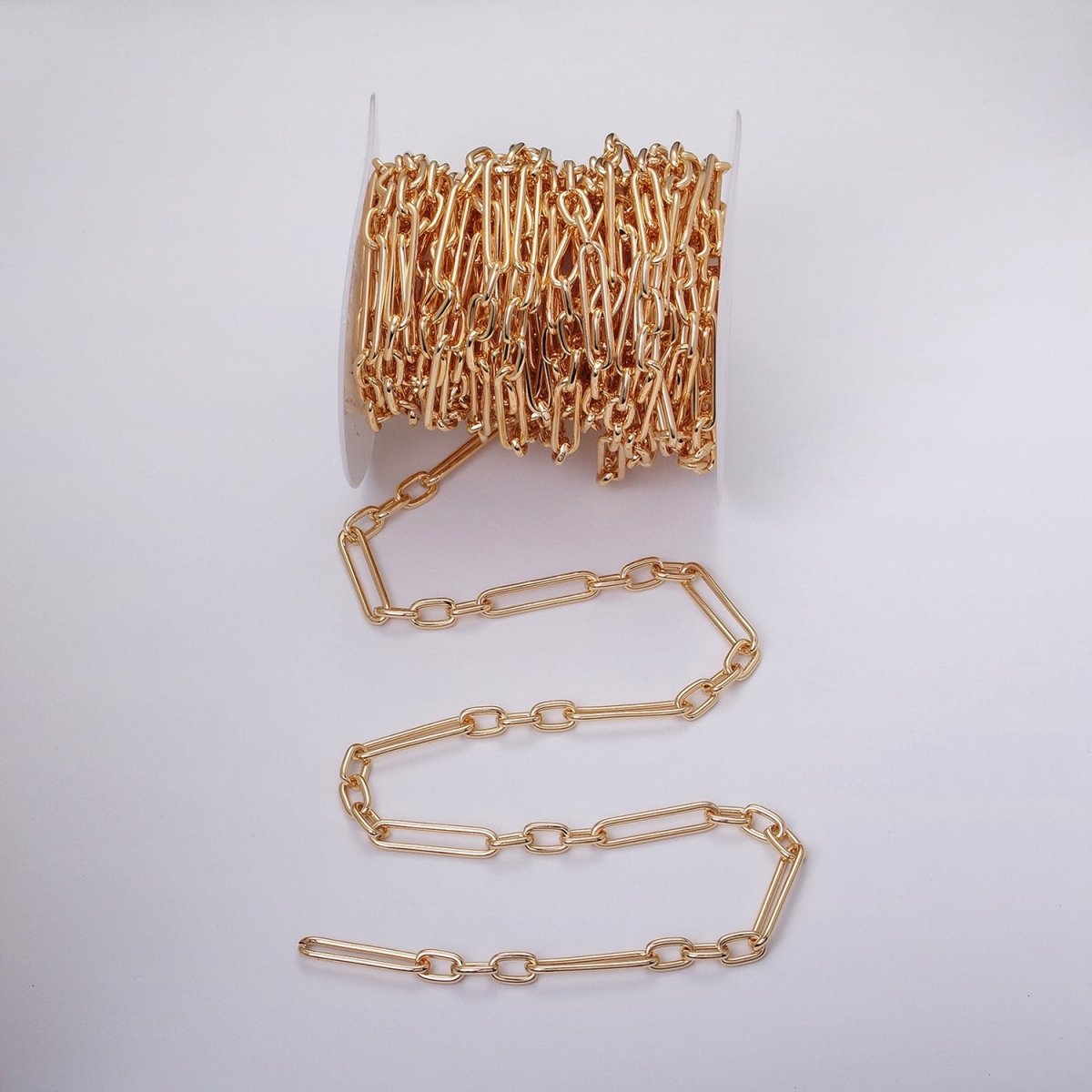 18K Gold Filled Stadium Chain by Yard Figaro Long and Short Fancy Wholesale bulk by Yard for Jewelry Making | ROLL-1259 ROLL-1260 Clearance Pricing