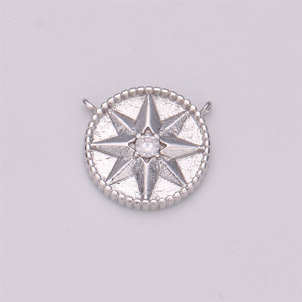 18k Gold Filled Star Coin Charm Celestial North Star Coin Pendant Tiny Small 12mm CZ Drop Charm Minimalist Jewelry Double Bail Pendant F-287
