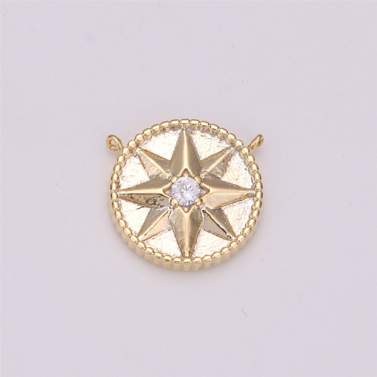 18k Gold Filled Star Coin Charm Celestial North Star Coin Pendant Tiny Small 12mm CZ Drop Charm Minimalist Jewelry Double Bail Pendant F-287