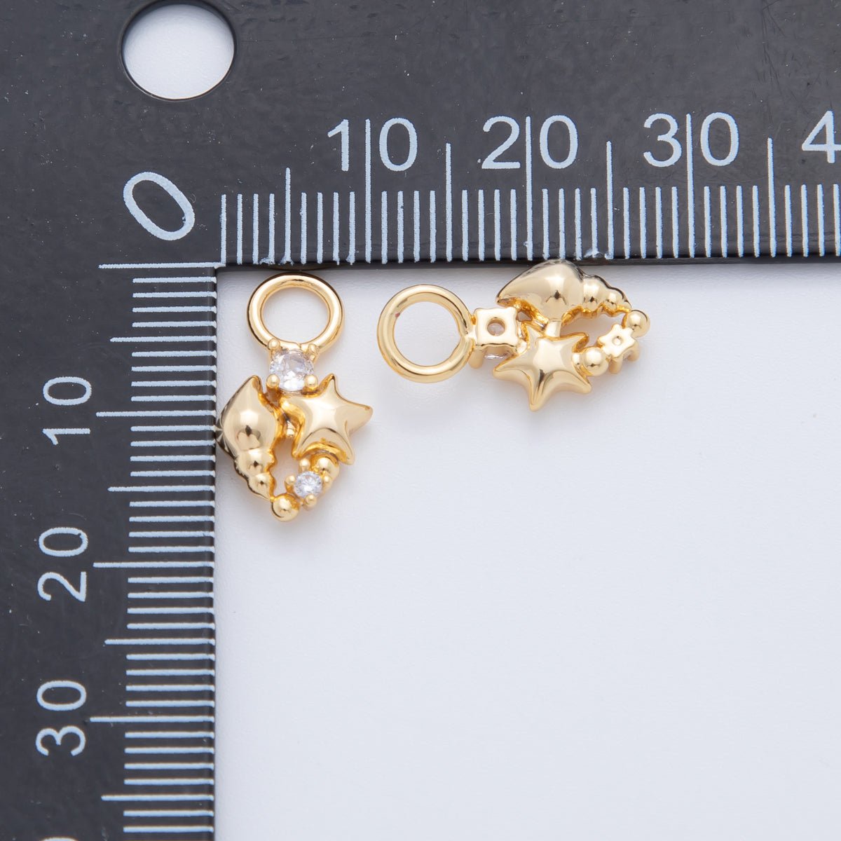 18K Gold Filled Starfish Clam Shell CZ Add - On Drop Earring Charm | AF754 - DLUXCA