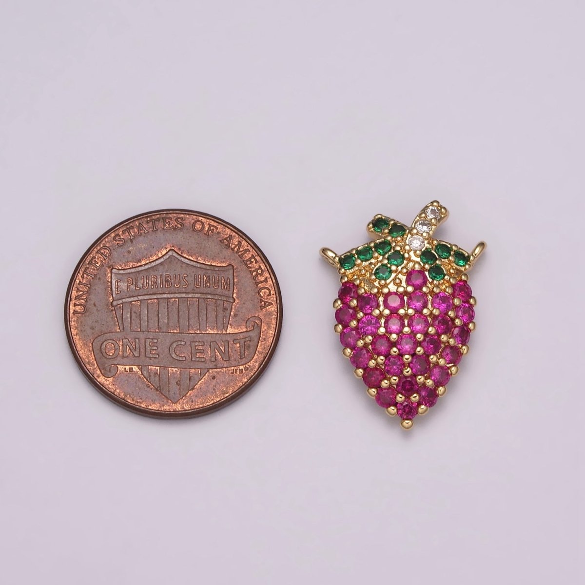 18k Gold Filled Strawberry Charm Connector Double loop for Link connector for Necklace bracelet supply N-085 - DLUXCA