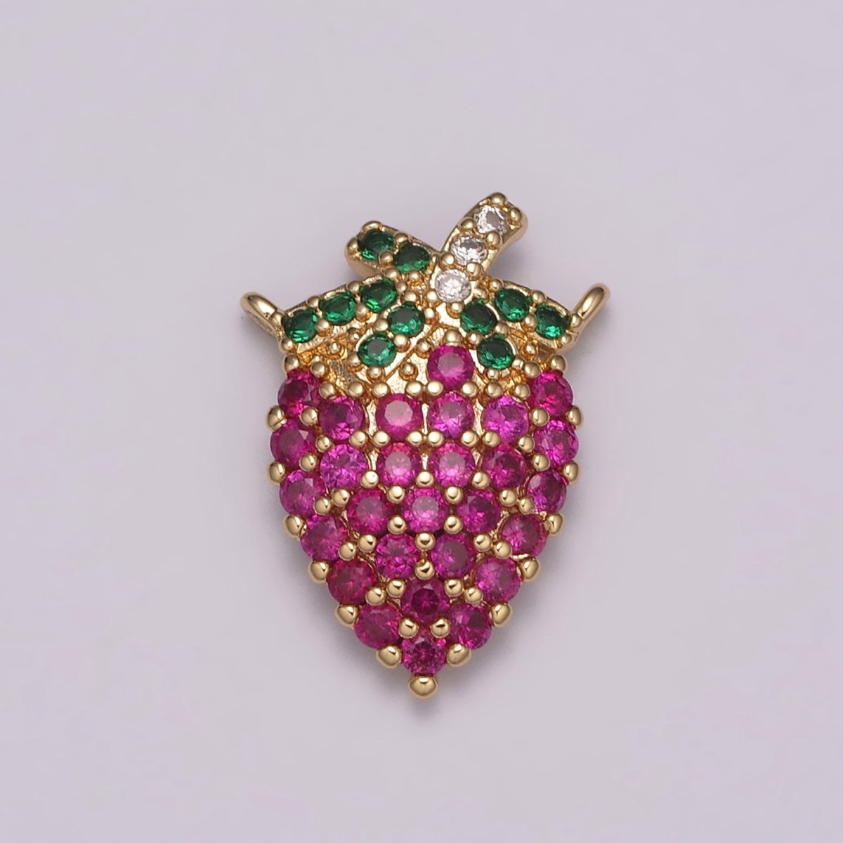 18k Gold Filled Strawberry Charm Connector Double loop for Link connector for Necklace bracelet supply N-085 - DLUXCA