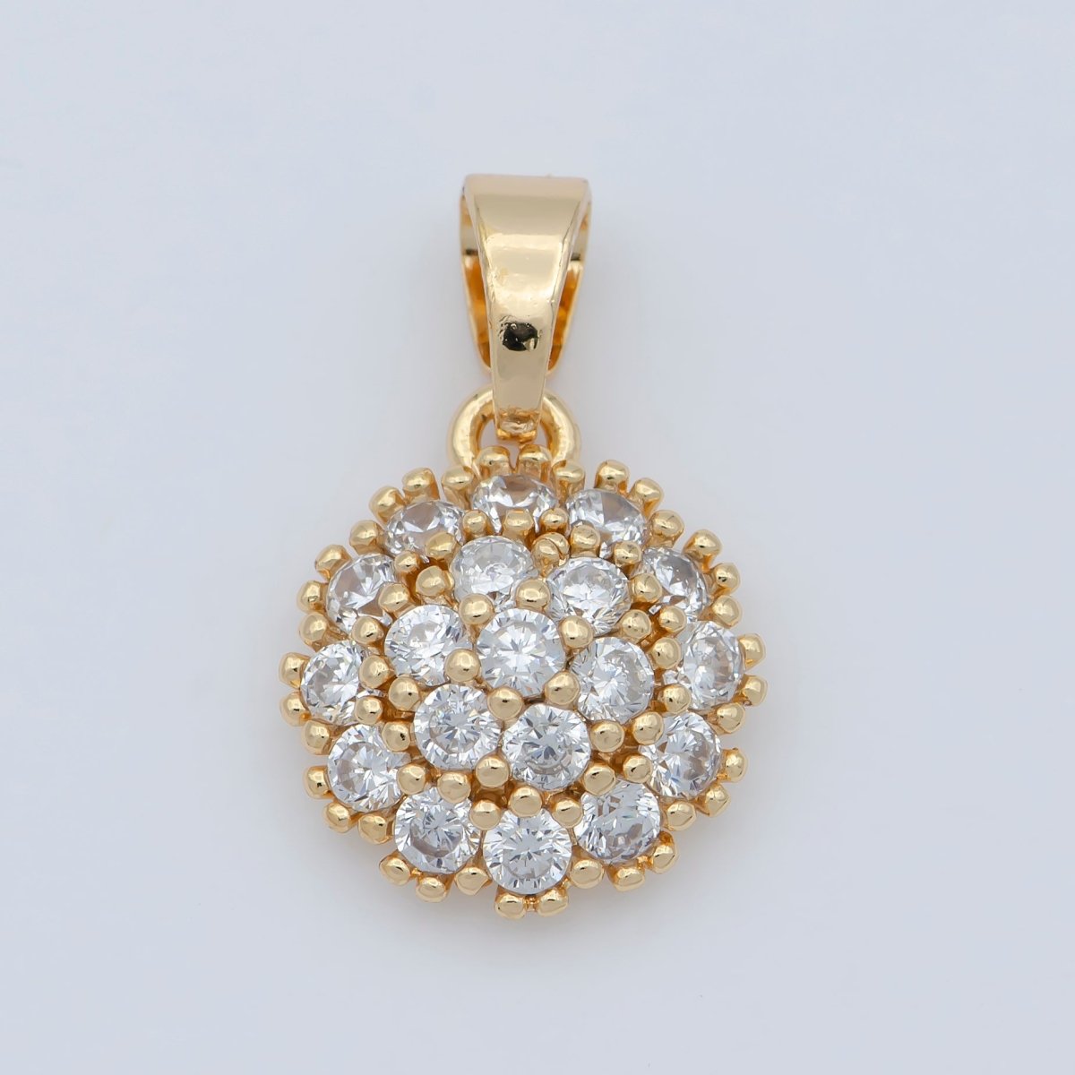 18K Gold Filled Sun CZ paved Charm, Bright Cubic Micro paved Pendant Celestial Jewelry Craft Supply, Sunshine, Sunburst, Nature Lover Gift I-090 - DLUXCA