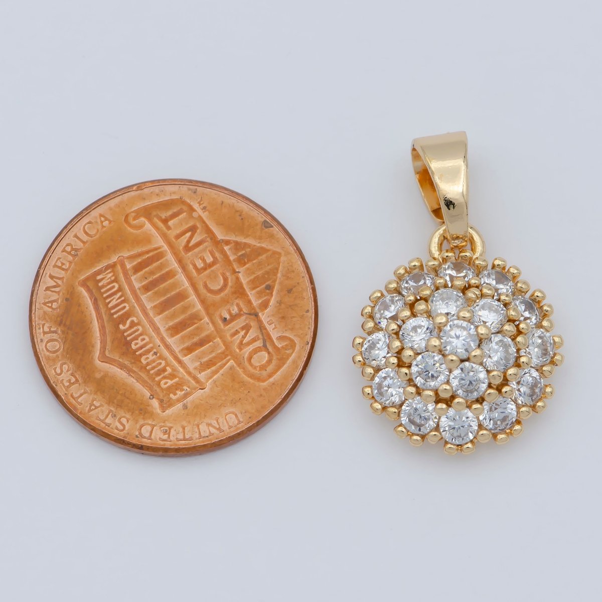18K Gold Filled Sun CZ paved Charm, Bright Cubic Micro paved Pendant Celestial Jewelry Craft Supply, Sunshine, Sunburst, Nature Lover Gift I-090 - DLUXCA