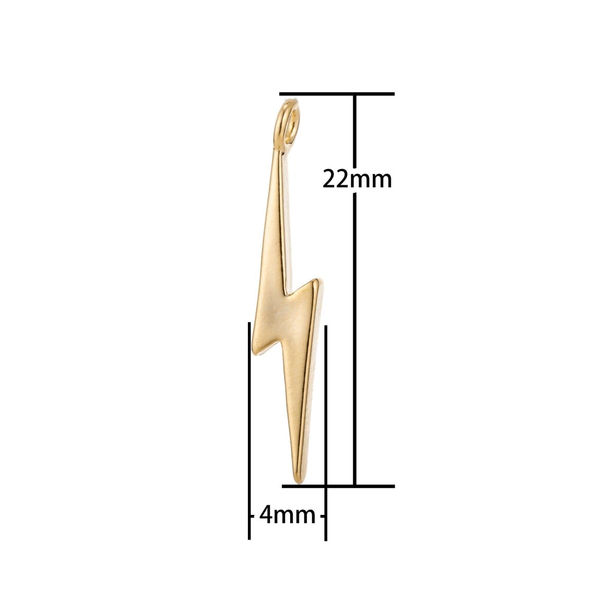 18K Gold Filled Teeny Tiny Lightning Bold Charms - 22mm x 4mm electric thunder storm bolt earring necklace jewelry supplies C-294 - DLUXCA