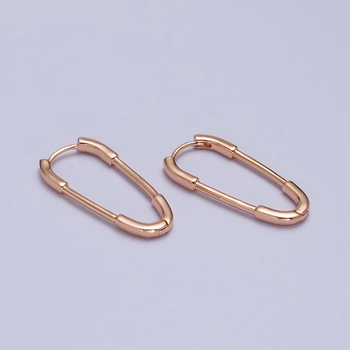 18k Gold Filled Thin Oblong Hoop Earring Oval Lever Back Earring Minimalist Jewelry AB1069 - DLUXCA
