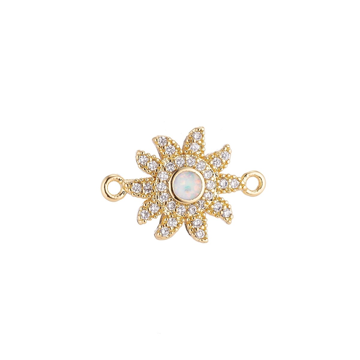 18K Gold Filled Tiny Blooming Blossom Flower Cubic Zirconia Bracelet Charm Bead Finding Connector for Earring Jewelry Making F-083 - DLUXCA
