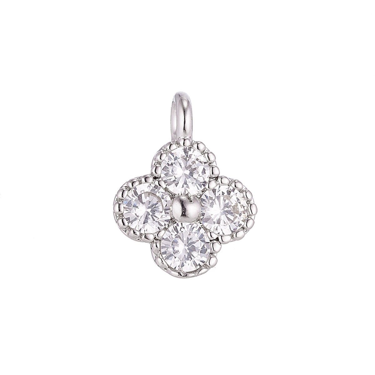 18K Gold Filled Tiny Flower Cubic Zirconia Charm Pendant C-051