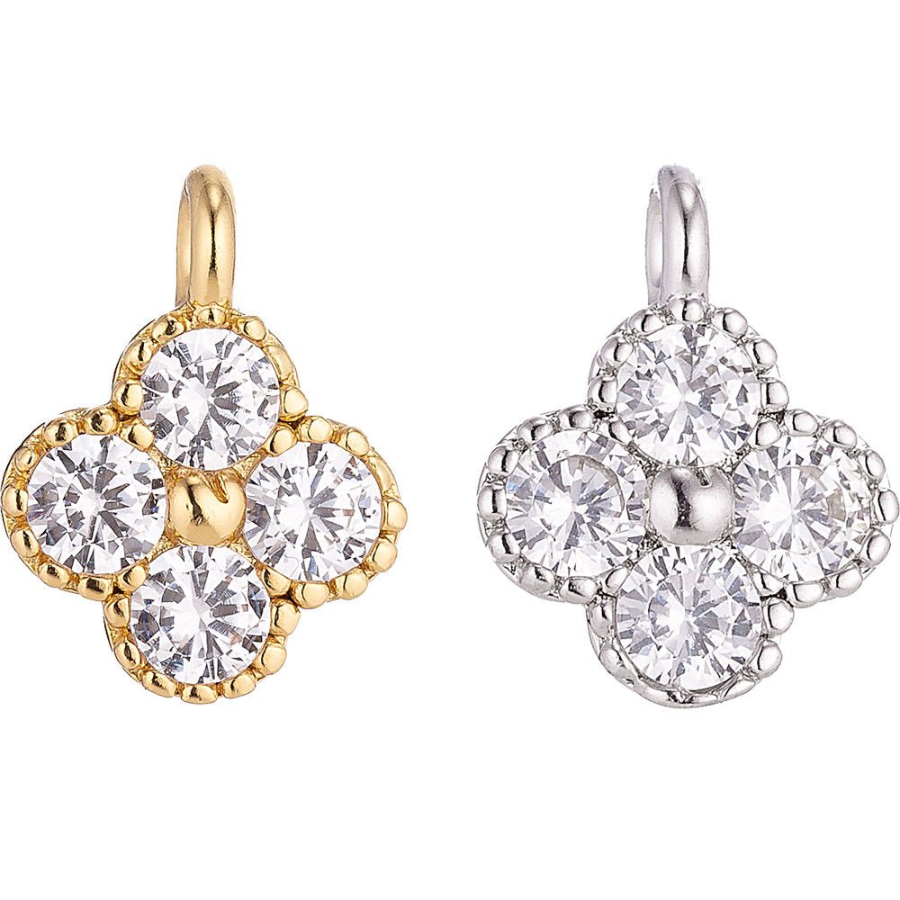 18K Gold Filled Tiny Flower Cubic Zirconia Charm Pendant C-051