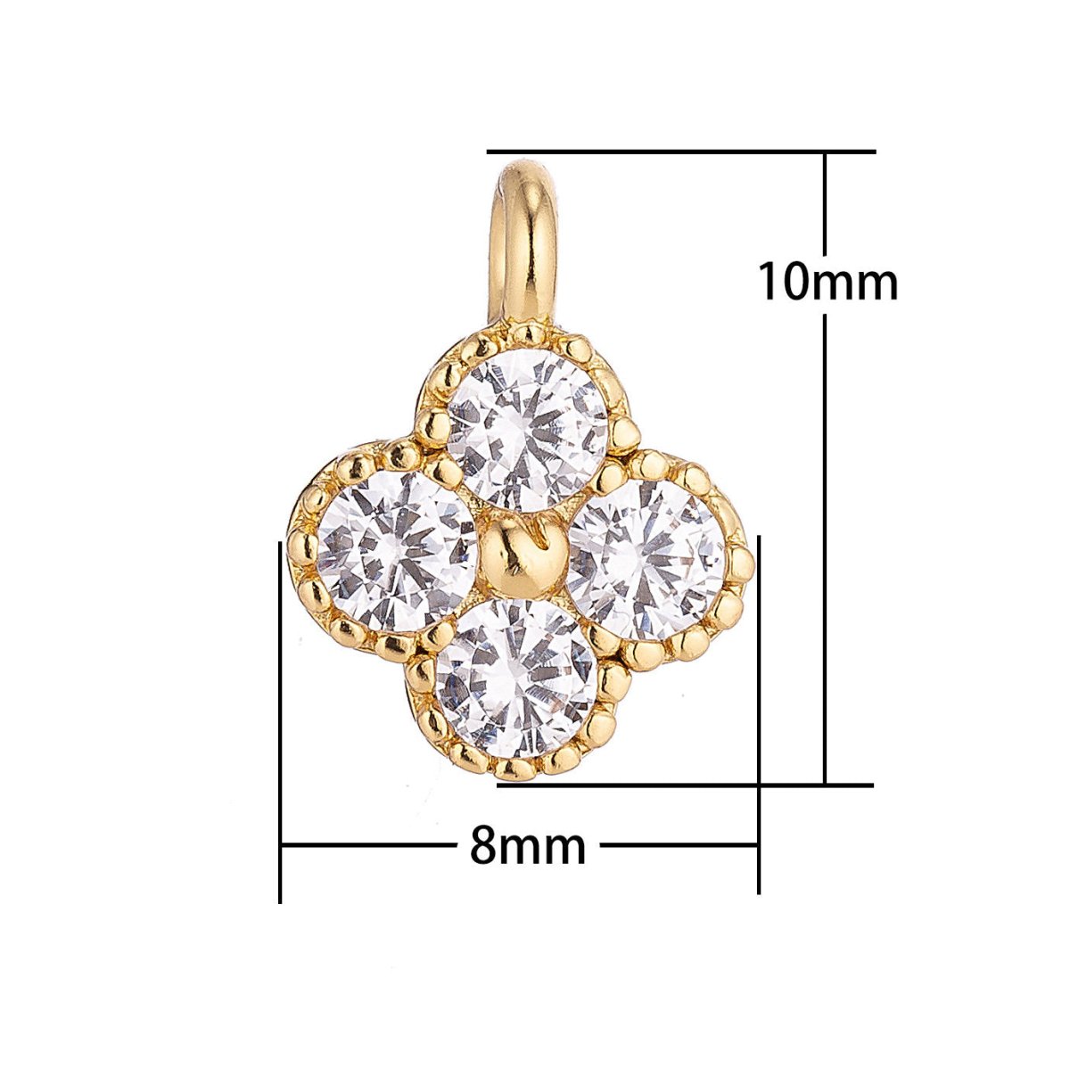 18K Gold Filled Tiny Flower Cubic Zirconia Charm Pendant C-051