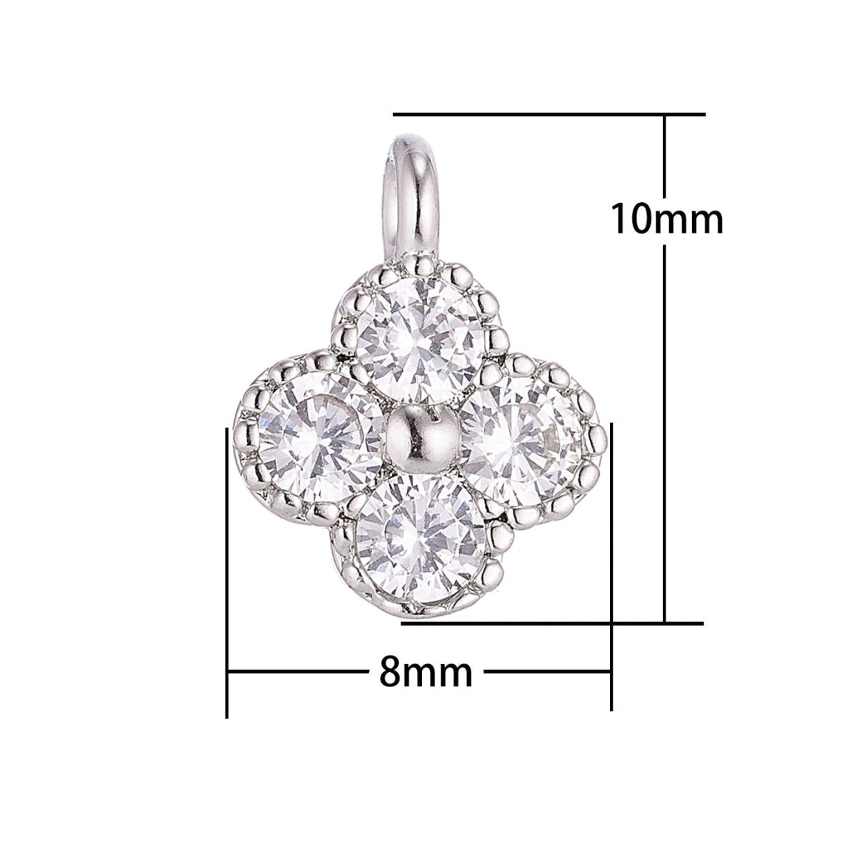 18K Gold Filled Tiny Flower Cubic Zirconia Charm Pendant C-051