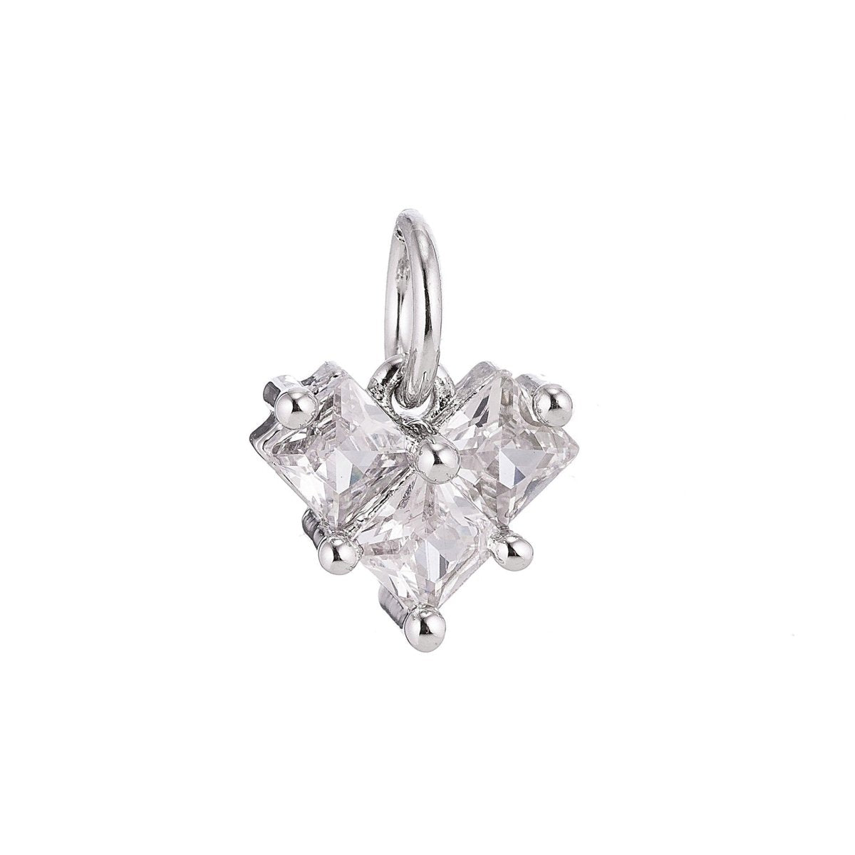 18K Gold Filled Tiny Heart of Gold, Cubic Zirconia Charm Pendant C-053