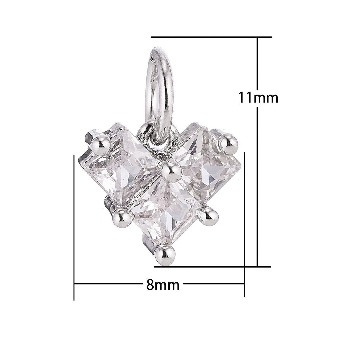 18K Gold Filled Tiny Heart of Gold, Cubic Zirconia Charm Pendant C-053