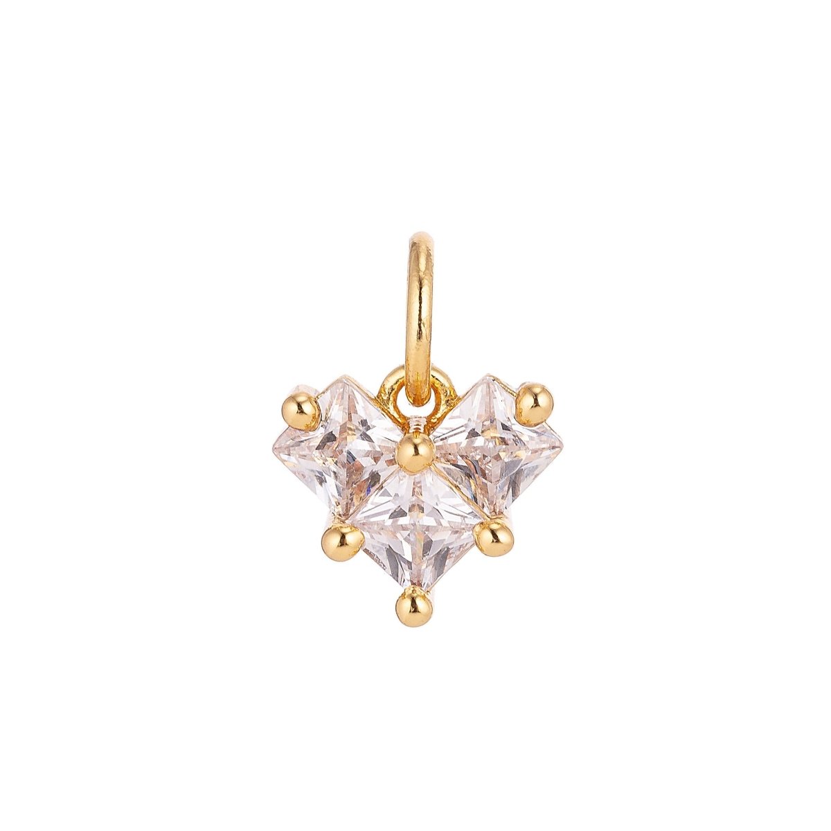 18K Gold Filled Tiny Heart of Gold, Cubic Zirconia Charm Pendant C-053