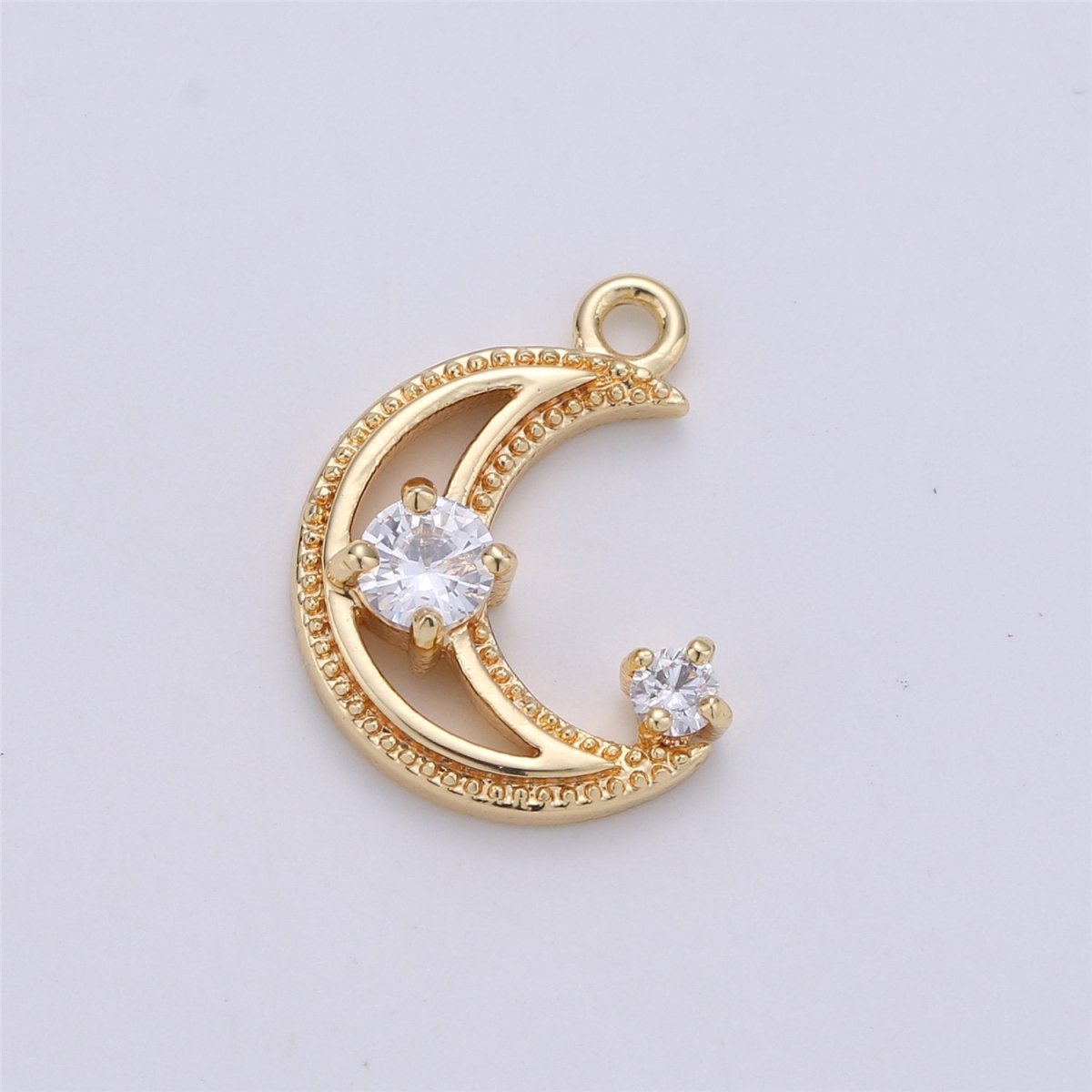 18k Gold Filled Tiny moon Charm Gold Moon Charm Micro Pave Crescent moon Charm gold fill for Necklace Bracelet Earring Jewelry Making Supply K-137 - DLUXCA