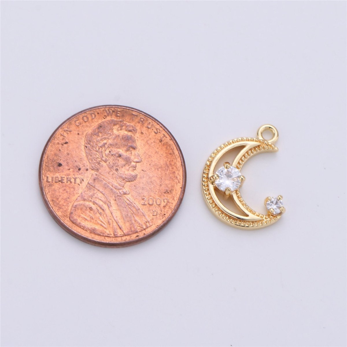 18k Gold Filled Tiny moon Charm Gold Moon Charm Micro Pave Crescent moon Charm gold fill for Necklace Bracelet Earring Jewelry Making Supply K-137 - DLUXCA