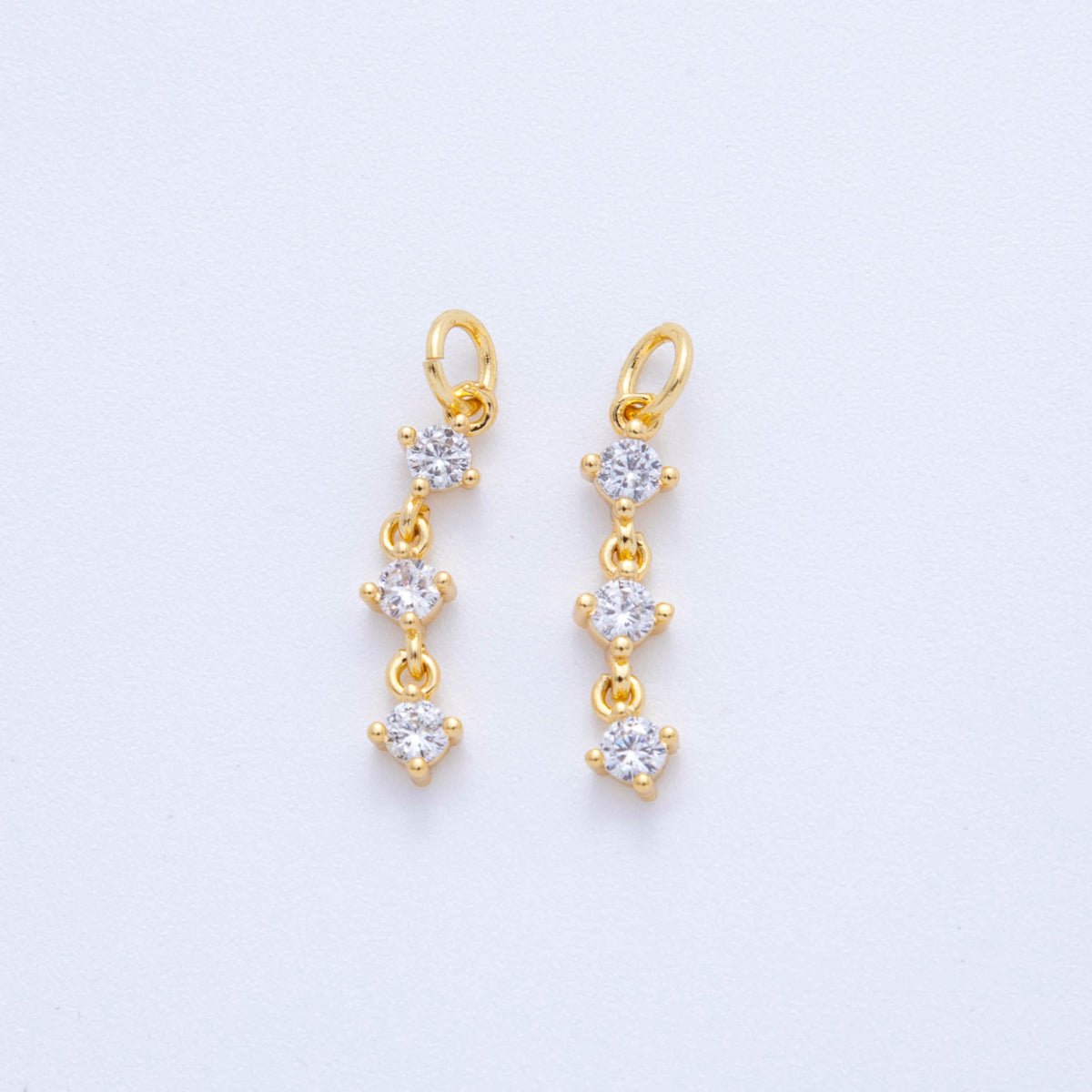 18K Gold Filled Triple Clear CZ Drop Mini Charm | X433 - DLUXCA