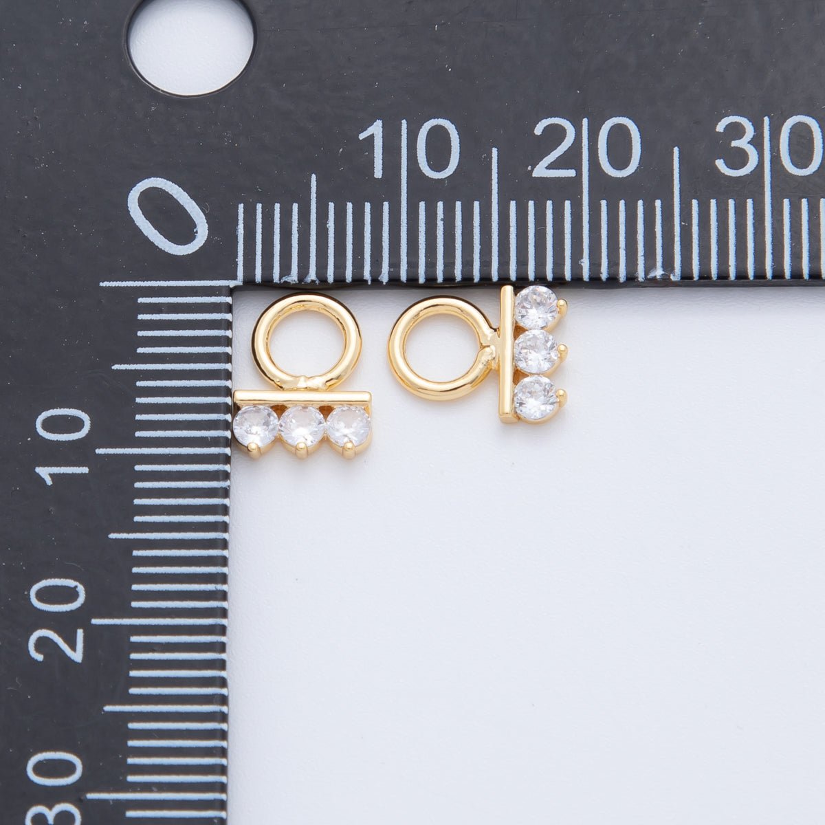 18K Gold Filled Triple CZ Linear Add - On Drop Earring Charm | AF733 - DLUXCA