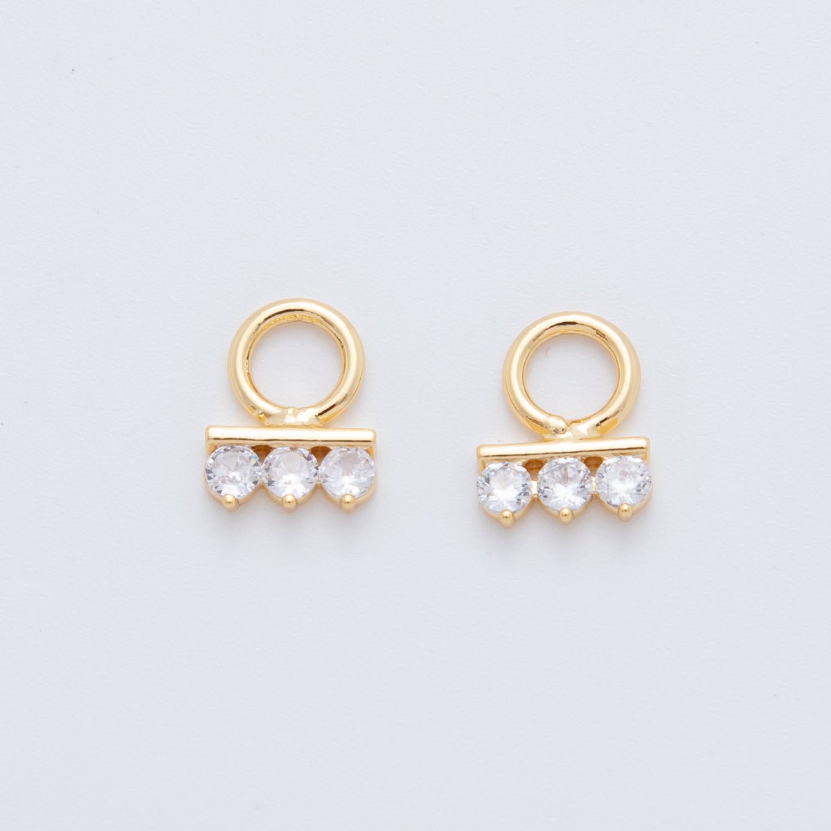 18K Gold Filled Triple CZ Linear Add - On Drop Earring Charm | AF733 - DLUXCA