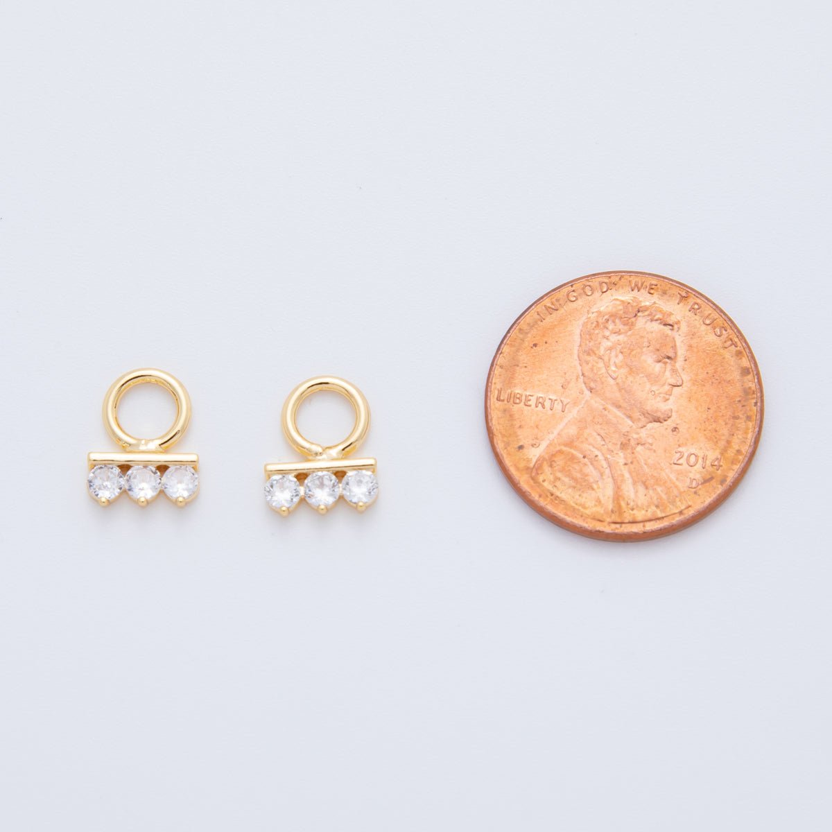 18K Gold Filled Triple CZ Linear Add - On Drop Earring Charm | AF733 - DLUXCA