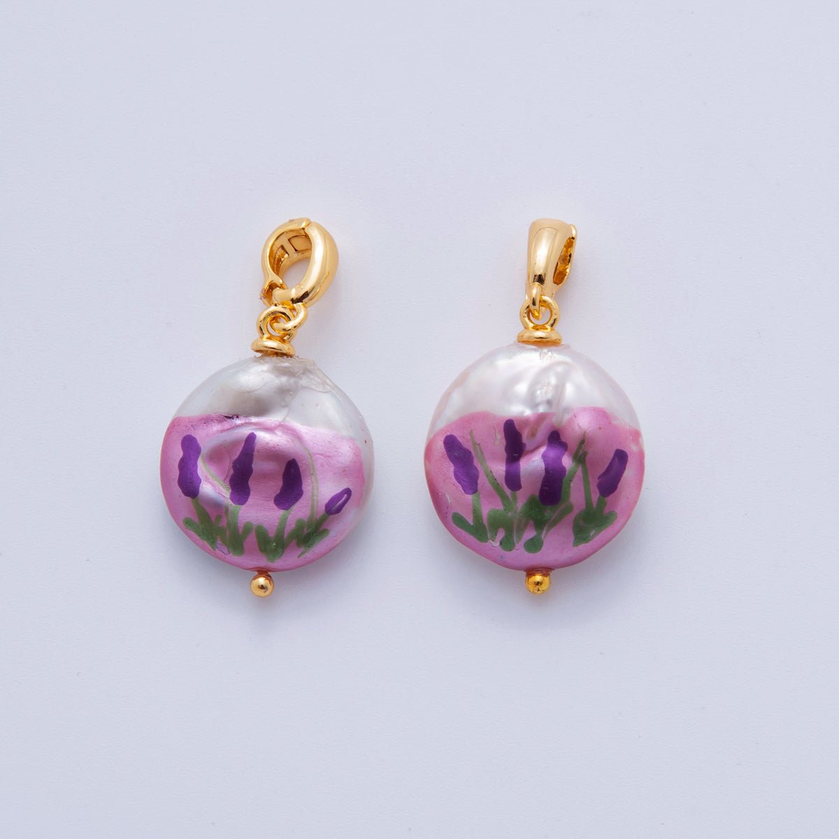 18K Gold Filled Tulip Flower Freshwater Pearl Pendant | AH706 - DLUXCA