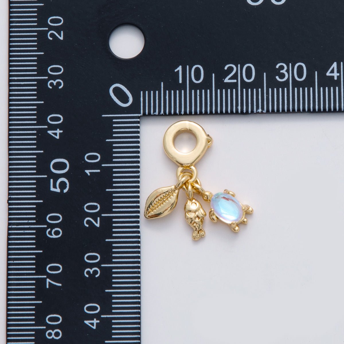 18K Gold Filled Turtle Fish Conch Shell Rhondelle Drop Pendant | C101 - DLUXCA