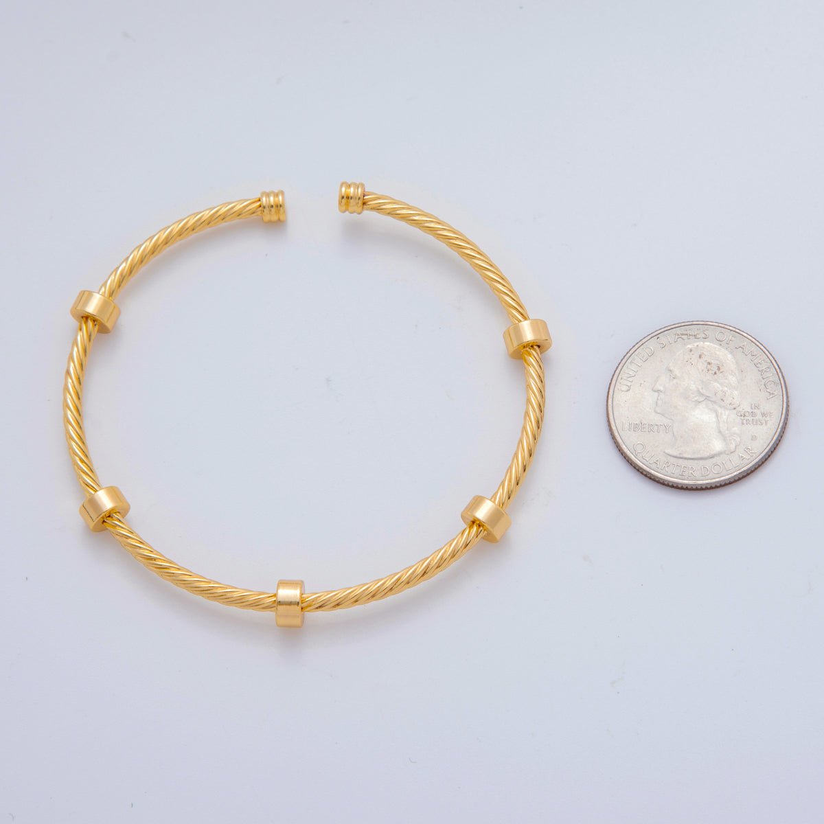 18K Gold Filled Twisted Croissant Band Cuff Bracelet | WA - 3288 - DLUXCA