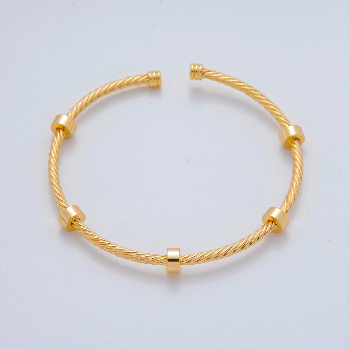 18K Gold Filled Twisted Croissant Band Cuff Bracelet | WA - 3288 - DLUXCA