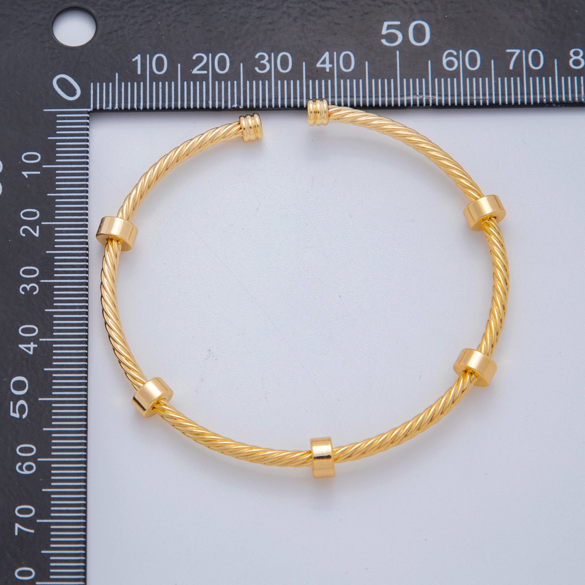 18K Gold Filled Twisted Croissant Band Cuff Bracelet | WA - 3288 - DLUXCA