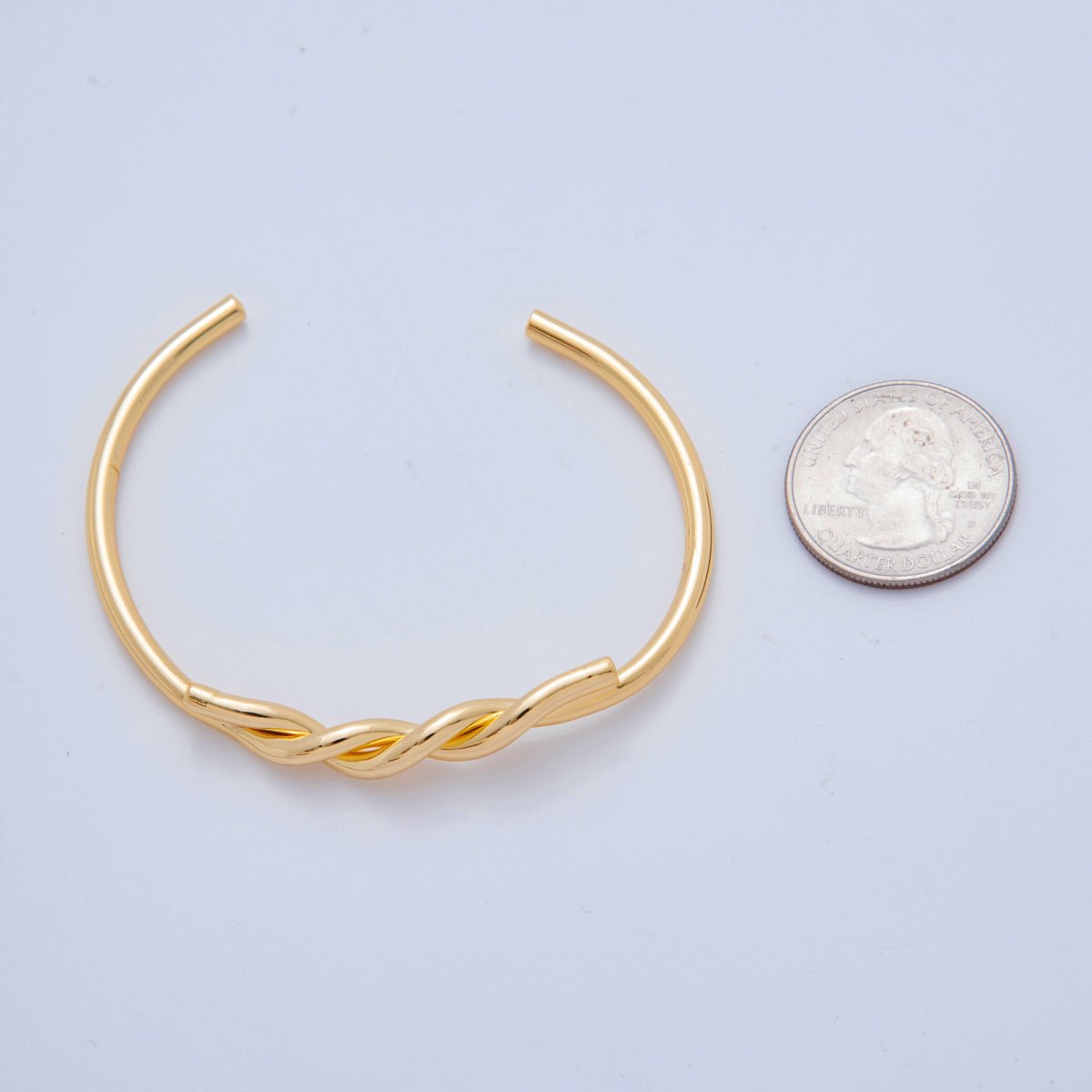 18K Gold Filled Twisted Knot Band Cuff Bracelet | WA - 3291 - DLUXCA