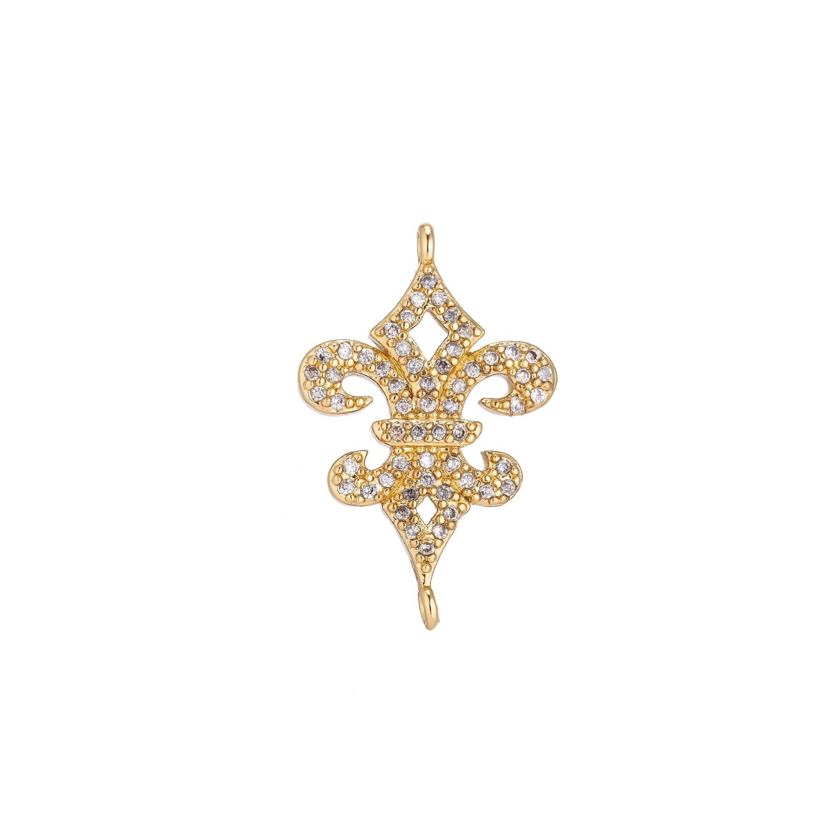 18K Gold Filled Unique Delicate Fence Spear Point Shape Cubic Zirconia Bracelet Charm Bead Finding Connector for Earring Jewelry Making F-090 - DLUXCA