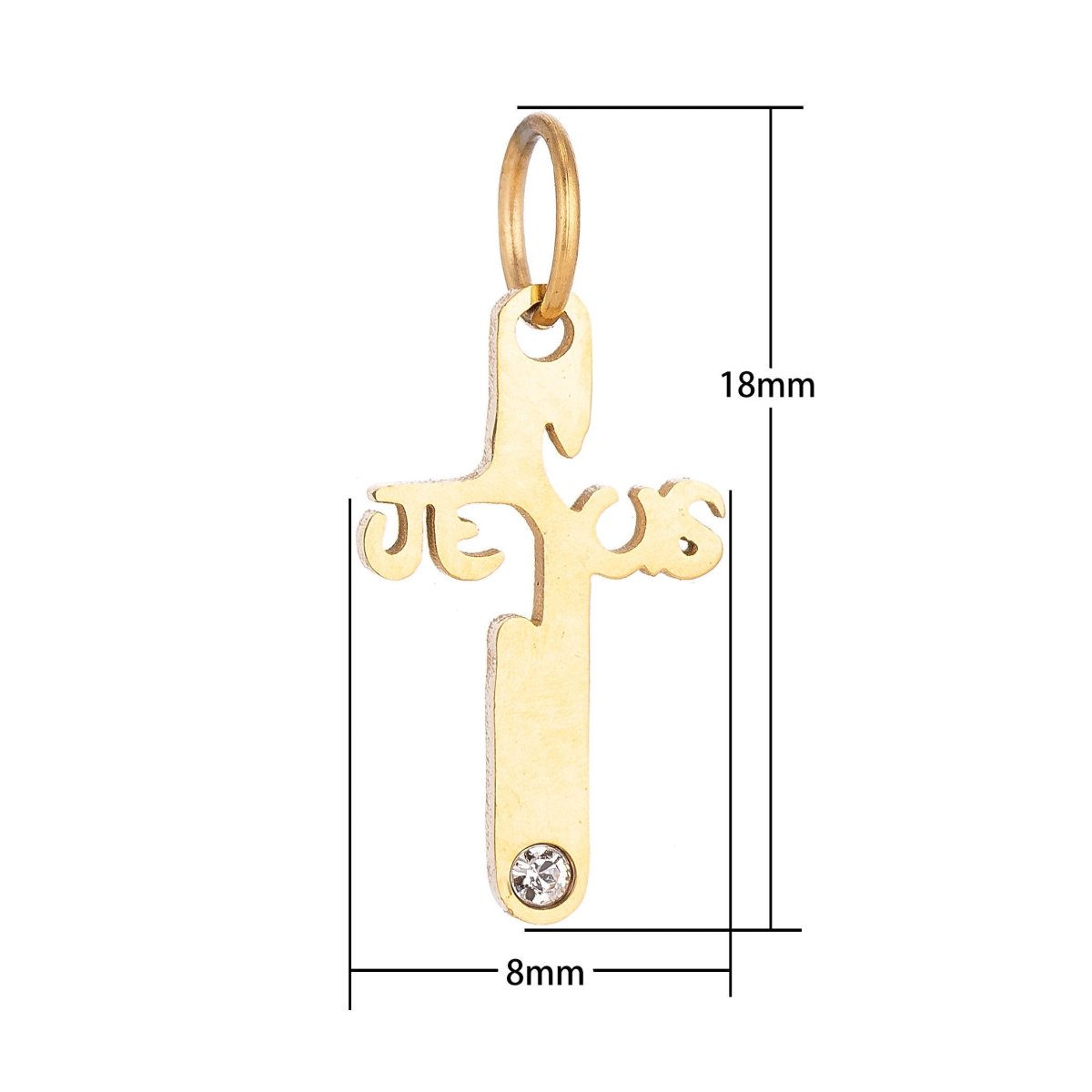 18K Gold Filled Unique Religious Cross Cubic Zirconia Bracelet Charm Necklace Pendant Findings for Jewelry Making E-647