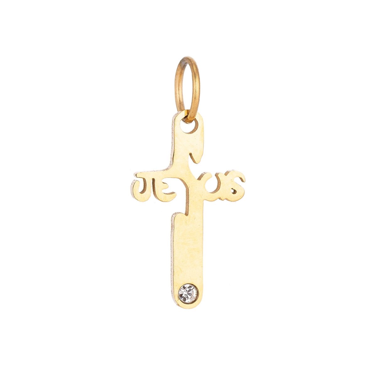 18K Gold Filled Unique Religious Cross Cubic Zirconia Bracelet Charm Necklace Pendant Findings for Jewelry Making E-647