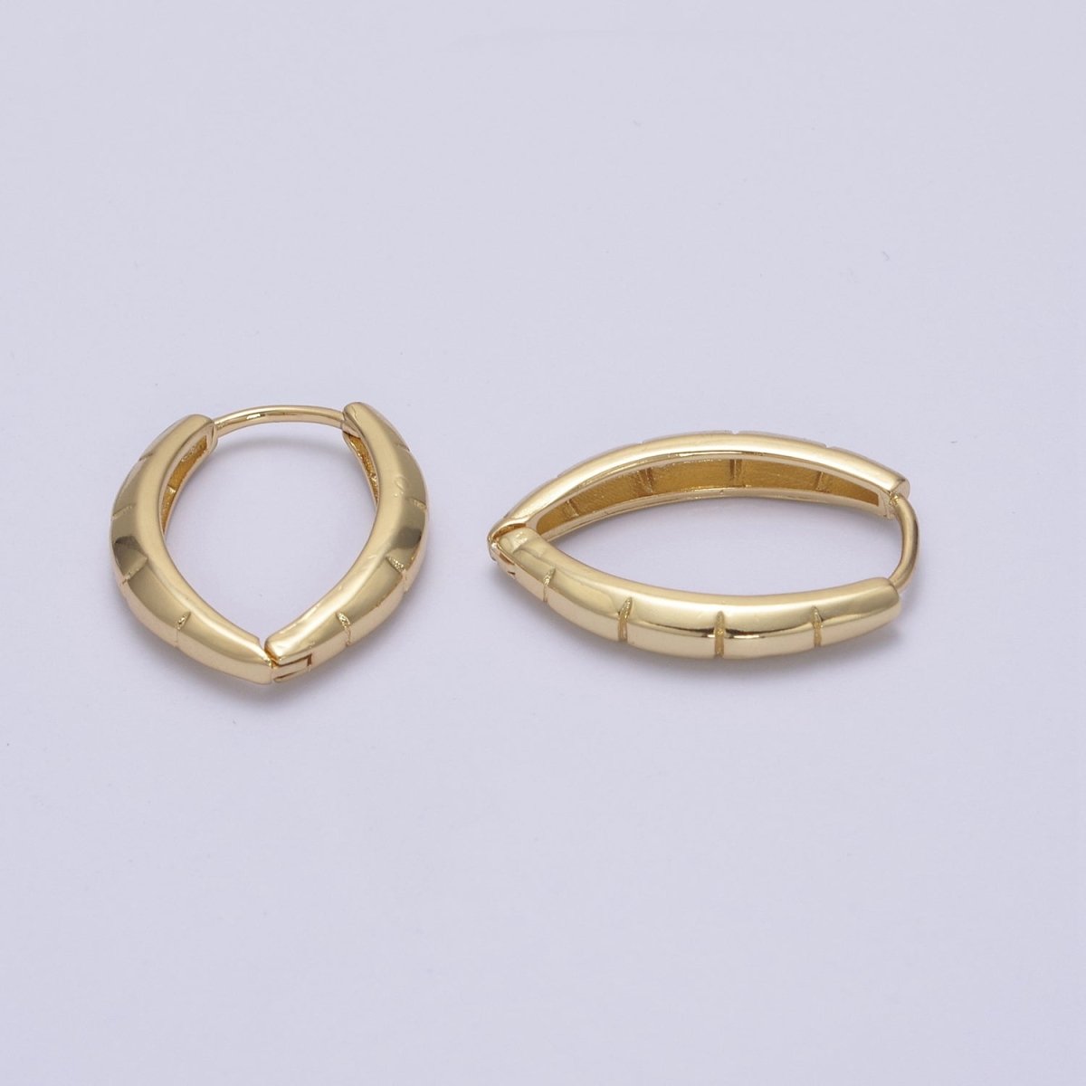 18K Gold Filled V Shaped Huggie Earrings For Wholesale Jewelry Supplies & Earring Findings T-274