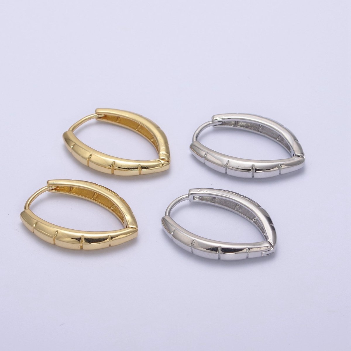18K Gold Filled V Shaped Huggie Earrings For Wholesale Jewelry Supplies & Earring Findings T-274