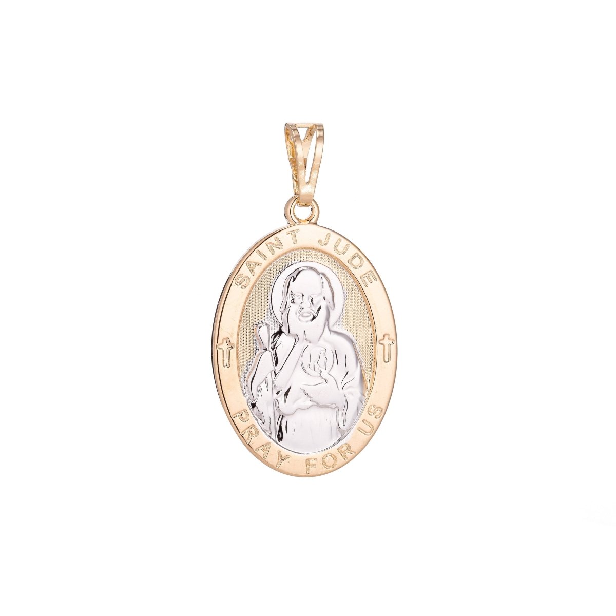 18K Gold Filled / White Gold Saint Jude Medal Pendant for Hope & Impossible Cause Religious Amulet charm for Necklace Jewelry Making H-282