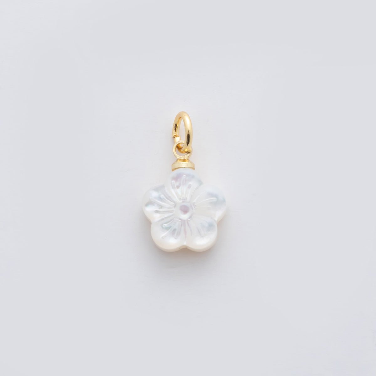 18K Gold Filled White Shell Pearl Daisy Flower Charm | AJ309 - DLUXCA