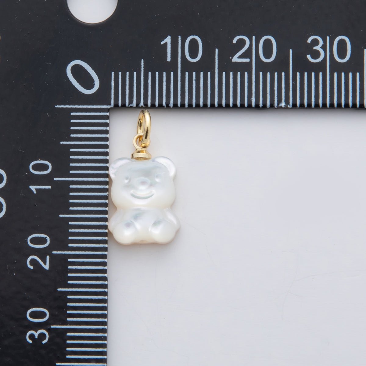 18K Gold Filled White Shell Pearl Teddy Bear Charm | AF295 - DLUXCA