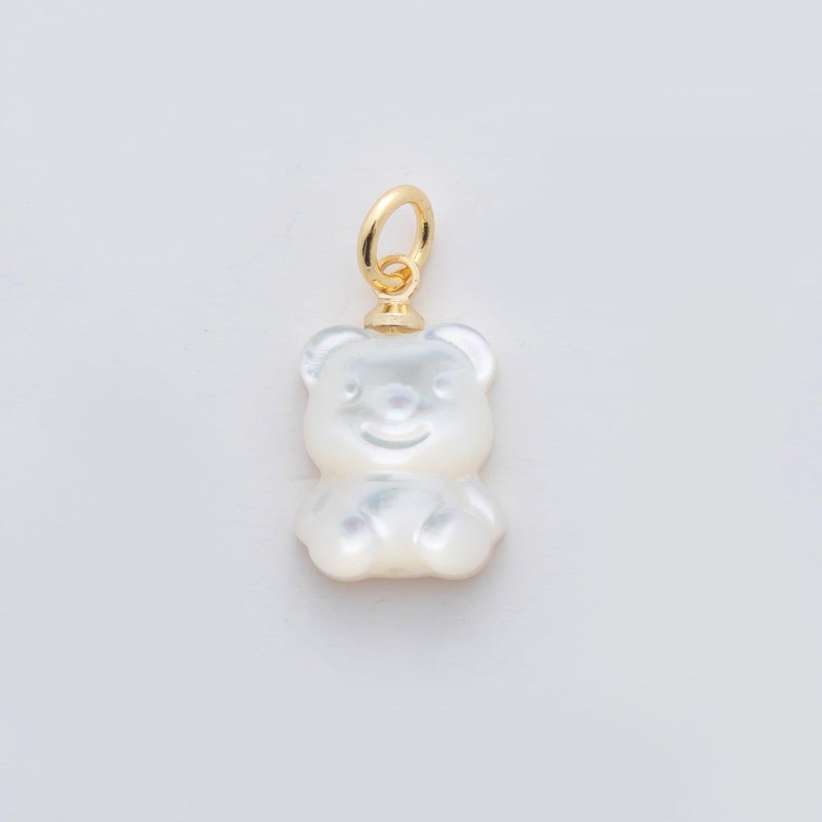 18K Gold Filled White Shell Pearl Teddy Bear Charm | AF295 - DLUXCA