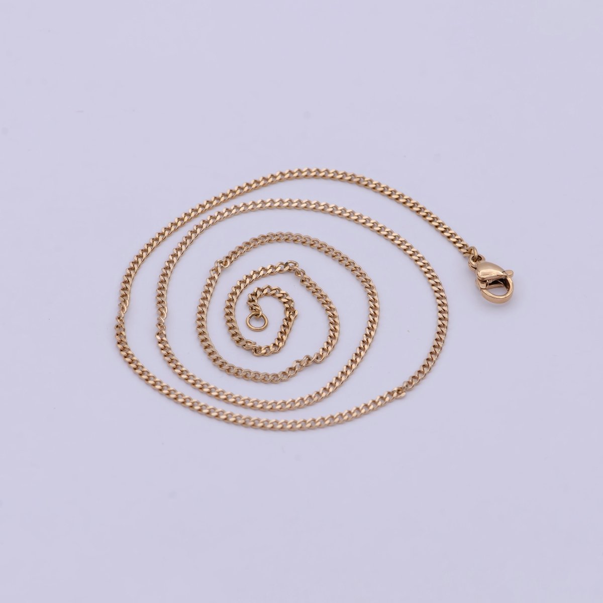 18k Gold Plated Chain, Curb Chain, Cuban Chain Necklace, Stacked Gold Chains, Gold Chain Necklace for Woman, Cuban Link | WA-765 Clearance Pricing - DLUXCA