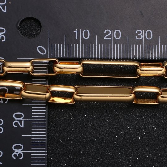 18K Gold Plated Shiny Square Paperclip Chain by Yard, Link Cable Wholesale bulk Roll Chain Jewelry Makin | ROLL-421 Clearance Pricing - DLUXCA